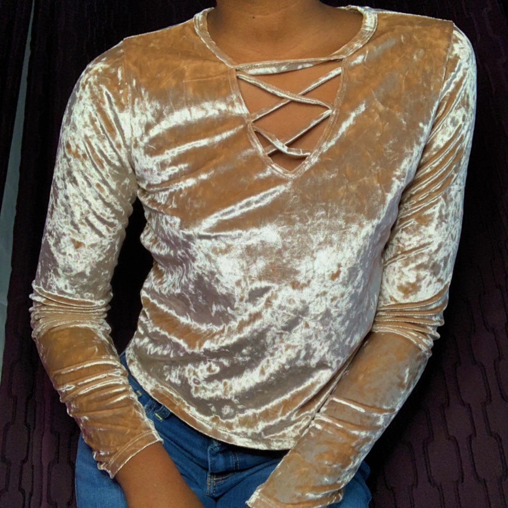 Rose Gold Hollister V-Cut Shirt